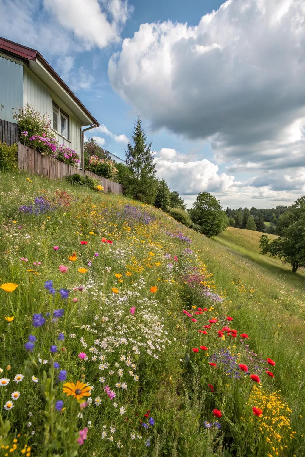 Wildflower meadows offer beauty with minimal upkeep.