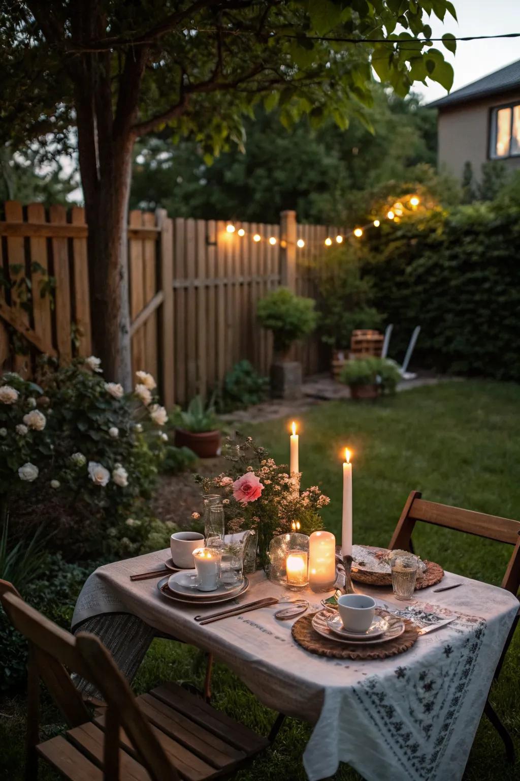 Candle lighting creates a cozy and inviting atmosphere.