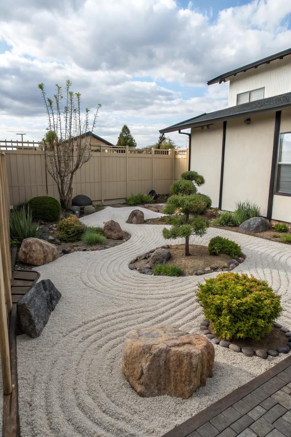Zen gardens offer simplicity and serenity for reflection.