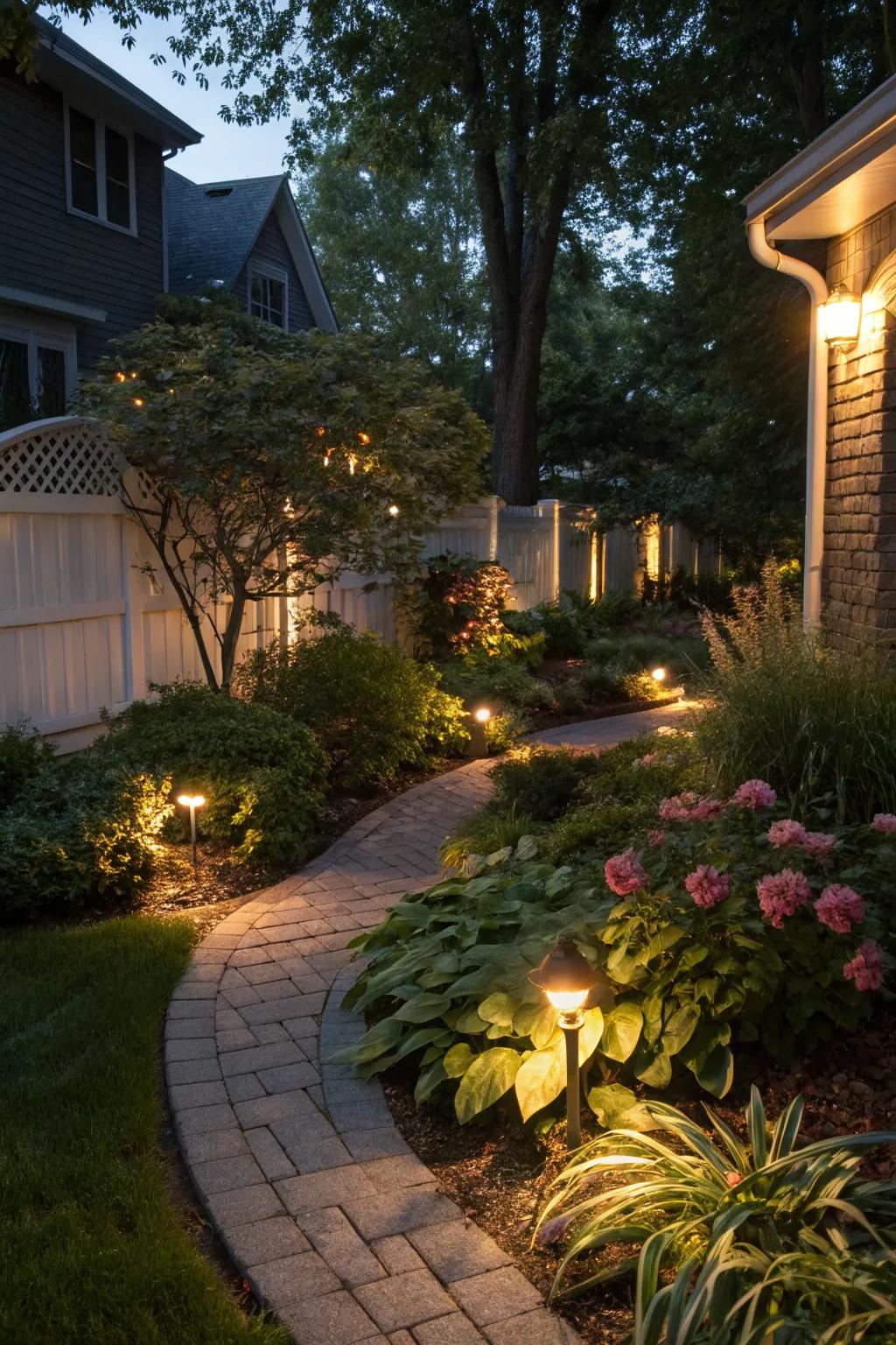 Landscape lighting adds nighttime charm and safety.