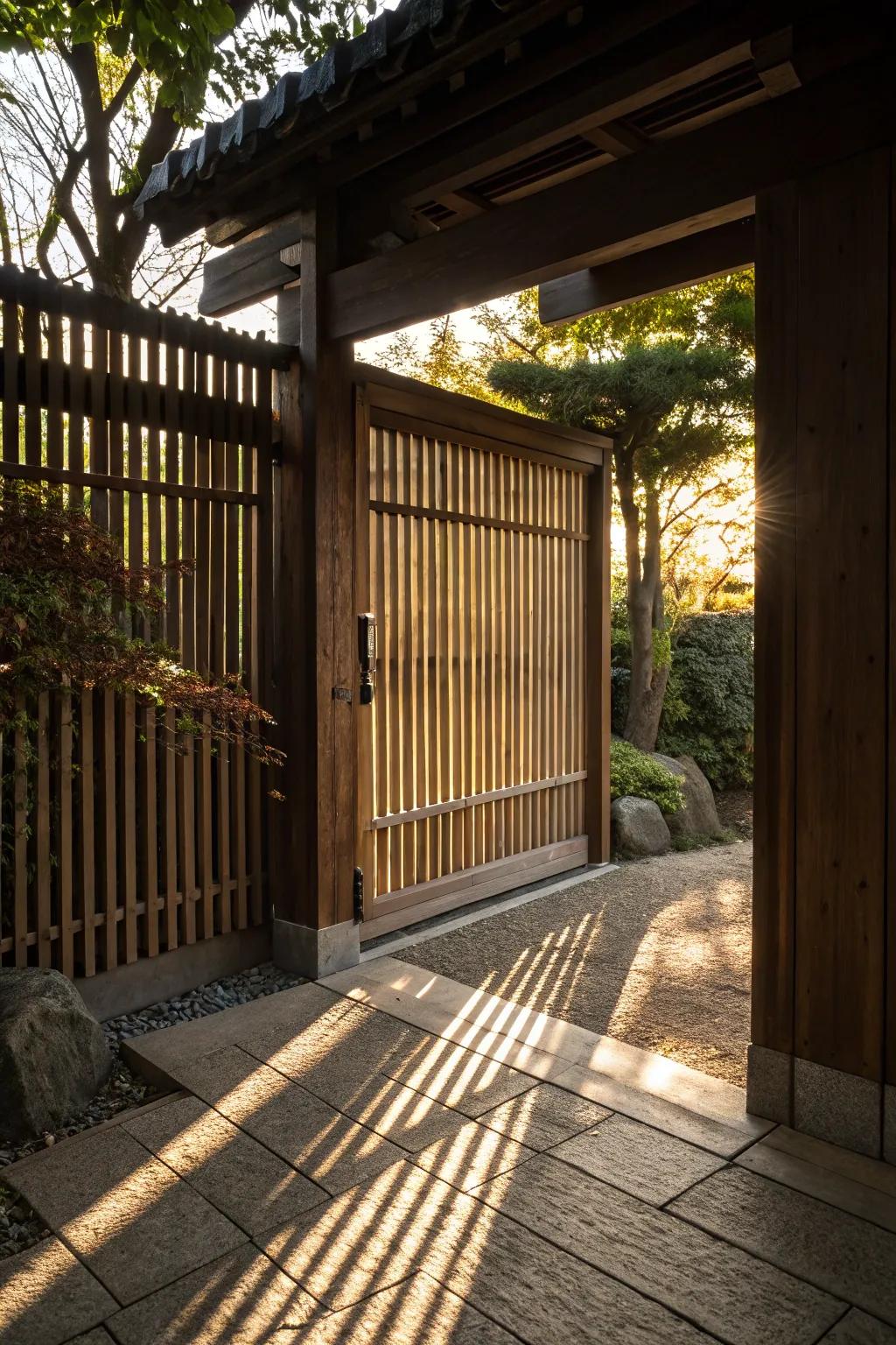 A peek-a-boo gate providing light and privacy.