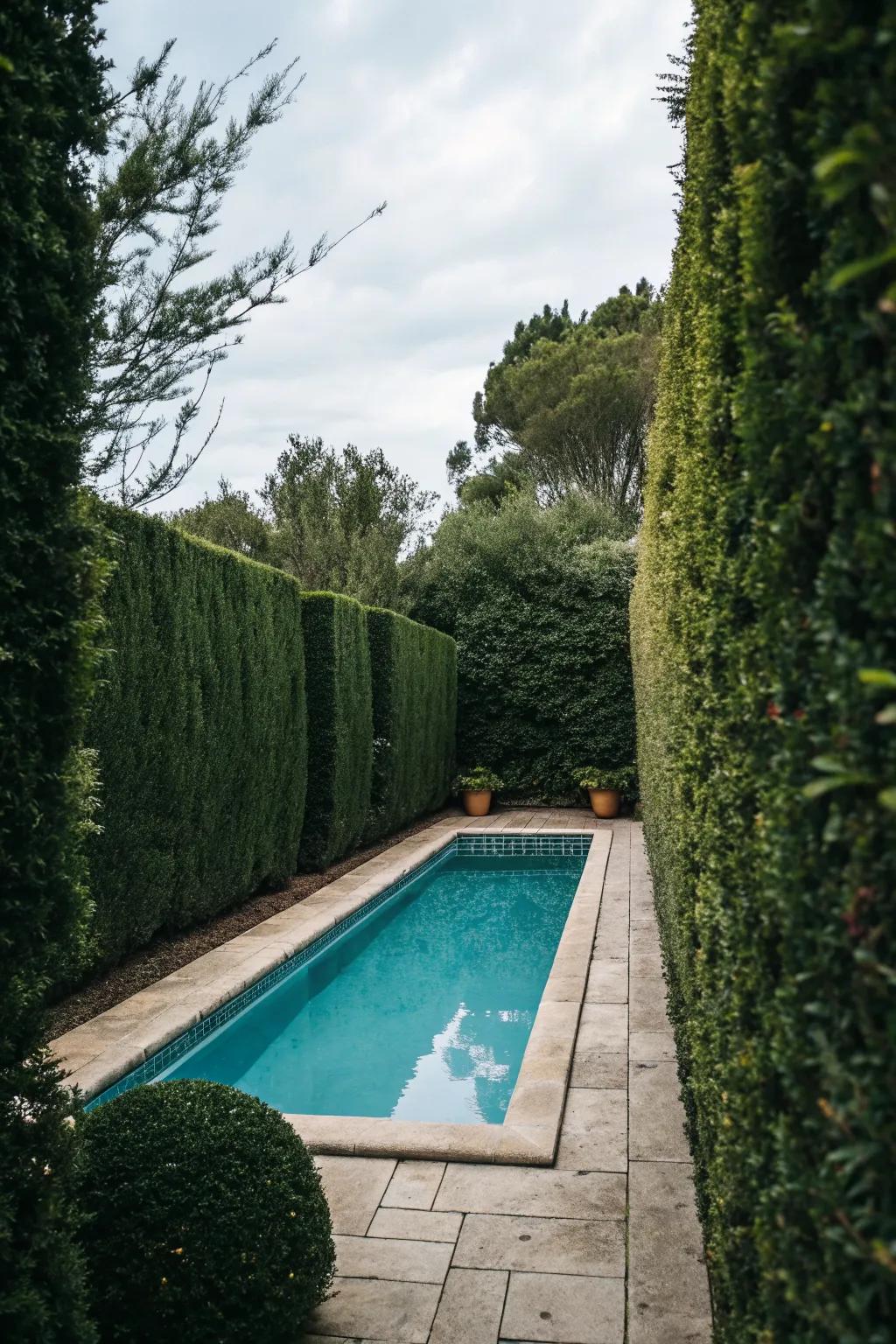 Privacy screens provide a secluded oasis for your pool area.