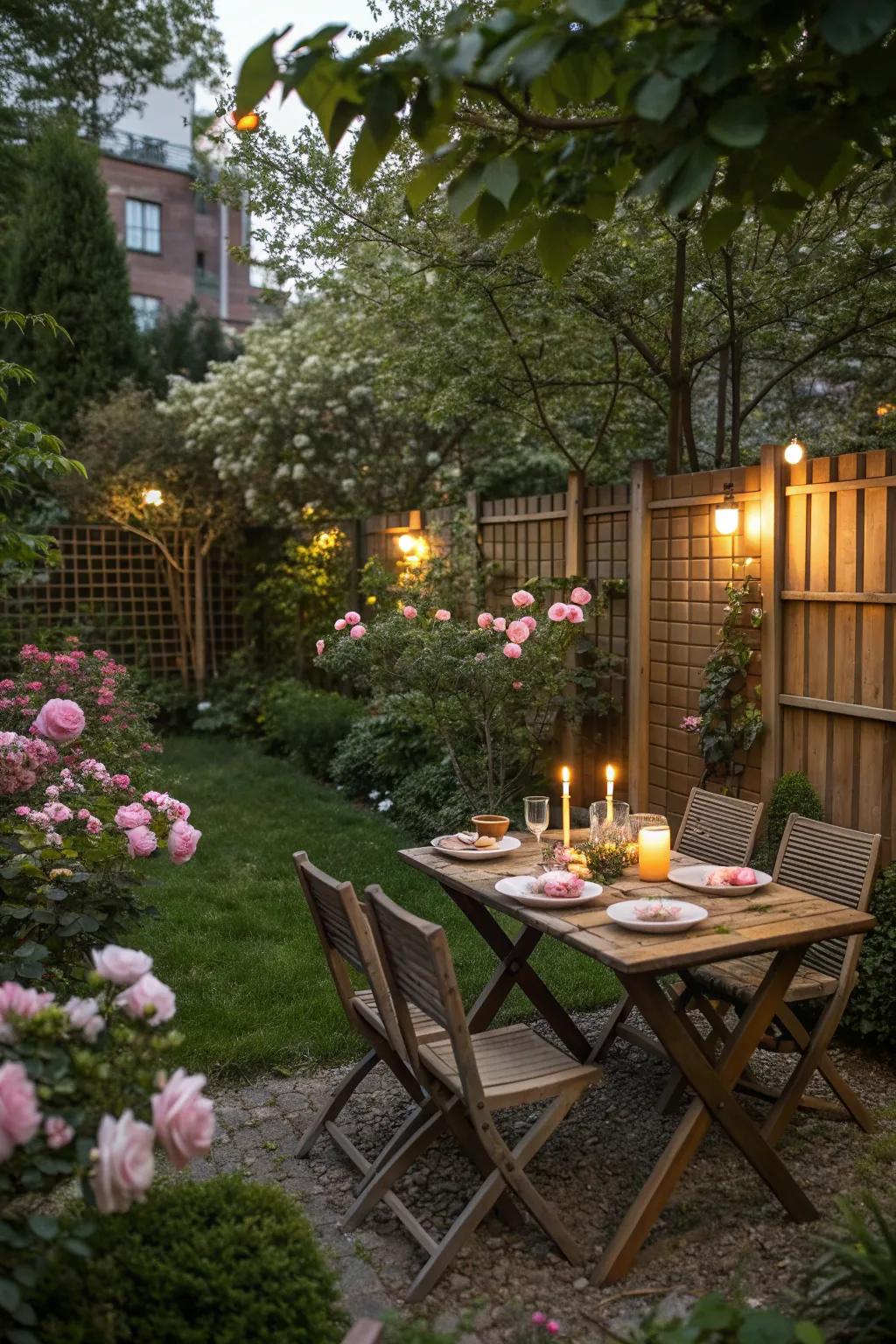 Cozy dining areas invite al fresco meals.