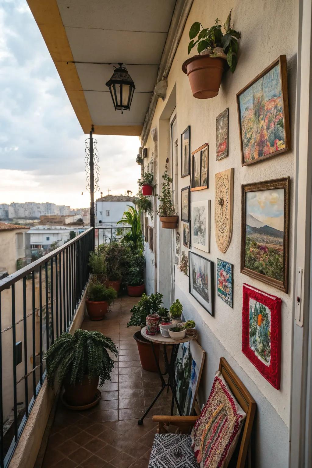 Outdoor art adds a personal touch to your balcony decor.