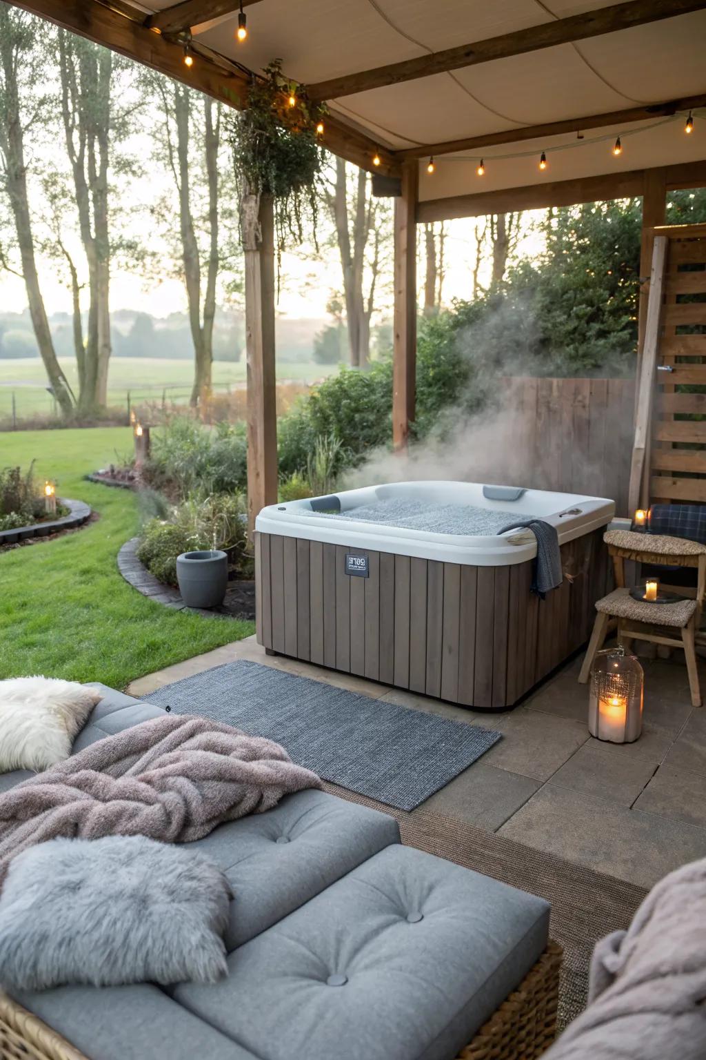 Compact hot tubs add luxury to limited spaces.