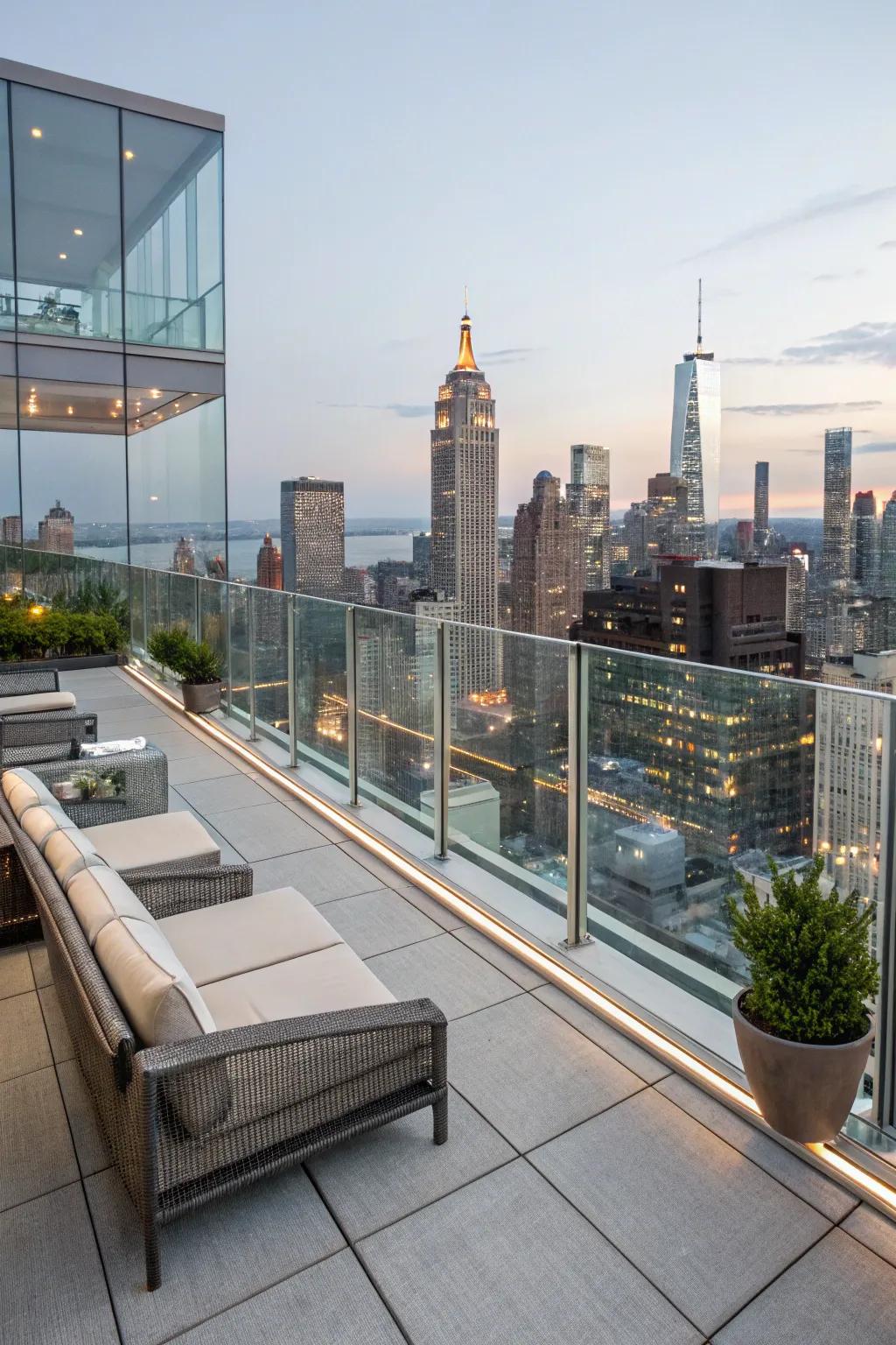 Maximize views with transparent railings.