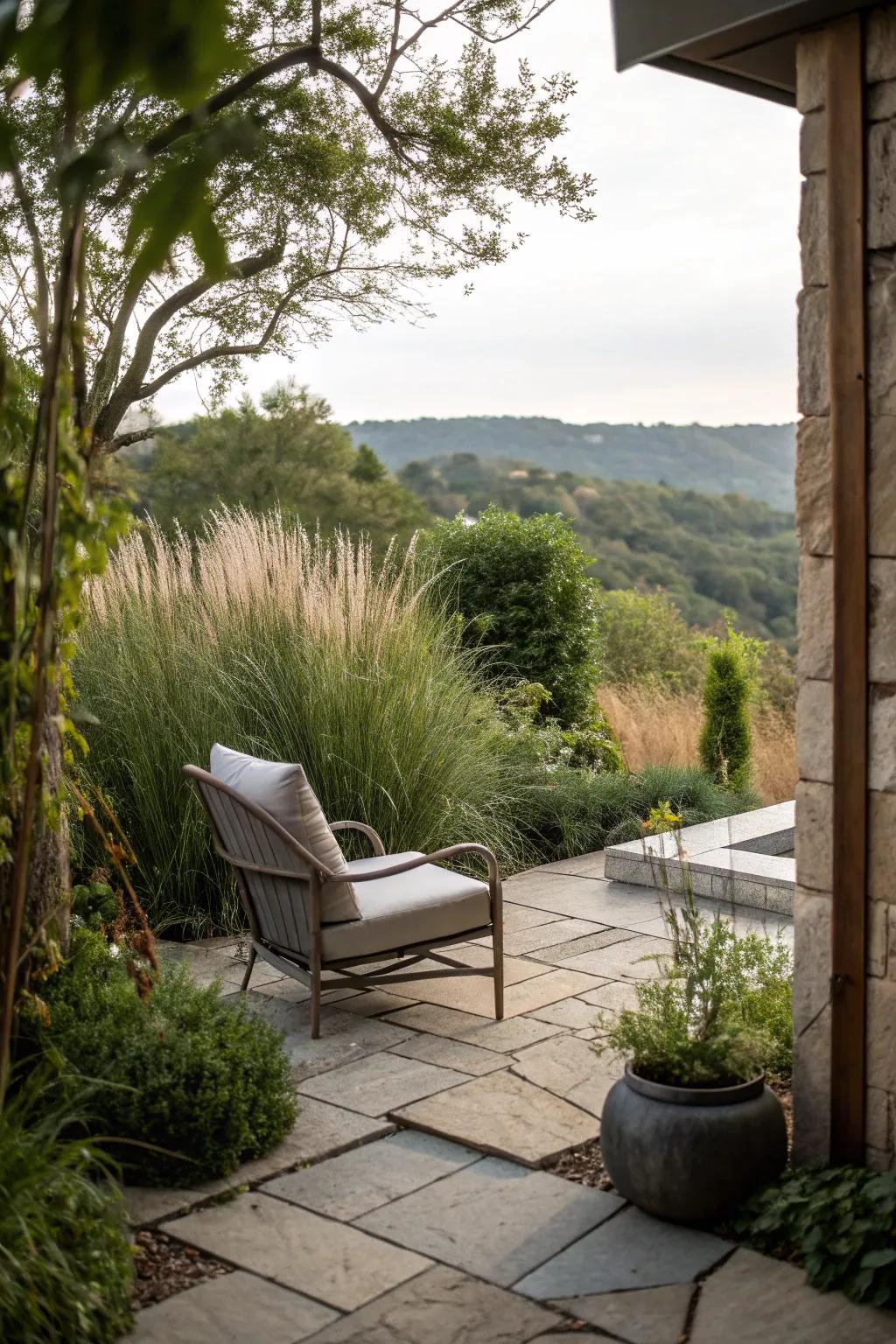 A private seating nook ideal for relaxation and solitude.