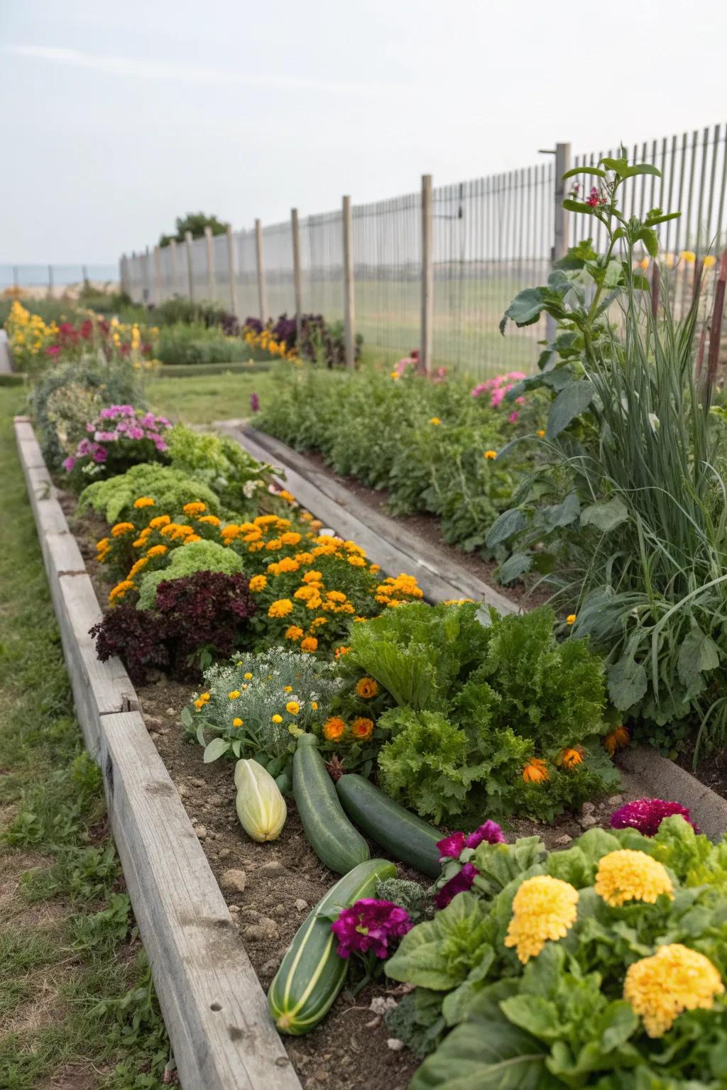 Mixing edibles and ornamentals creates a vibrant, lively garden.