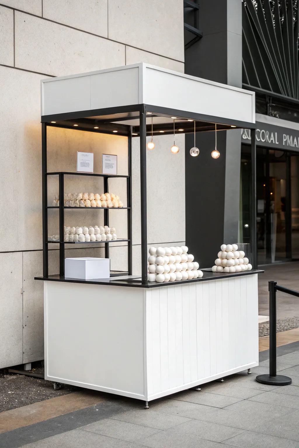 A sleek and modern snowball stand with minimalist charm.