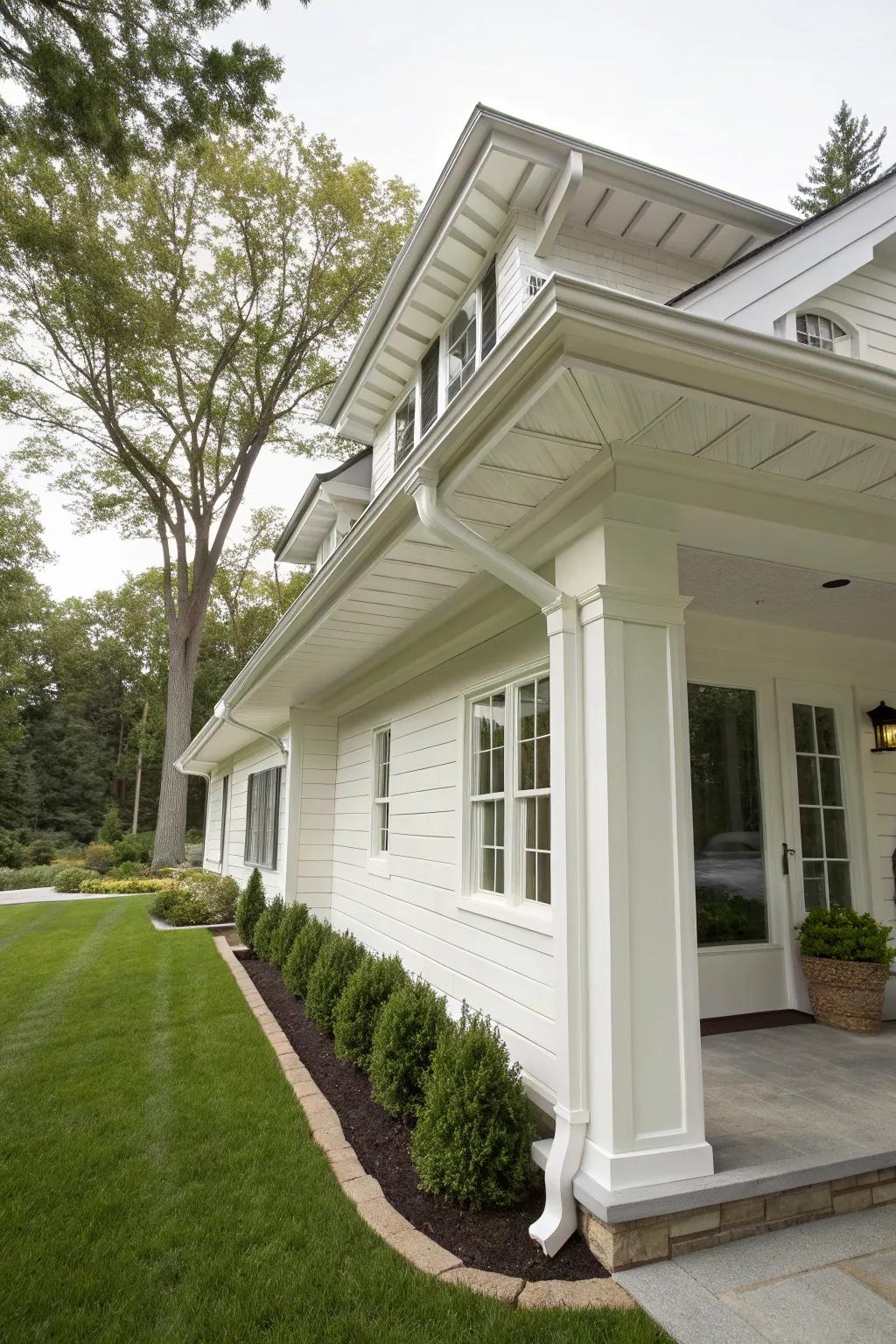All-white soffit and fascia offer timeless elegance.