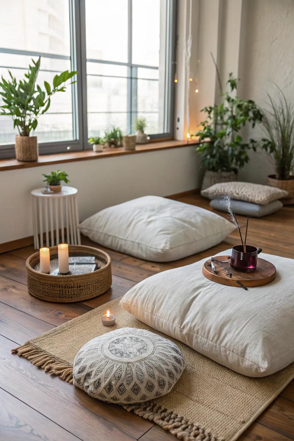Find peace and tranquility in a dedicated meditation space.
