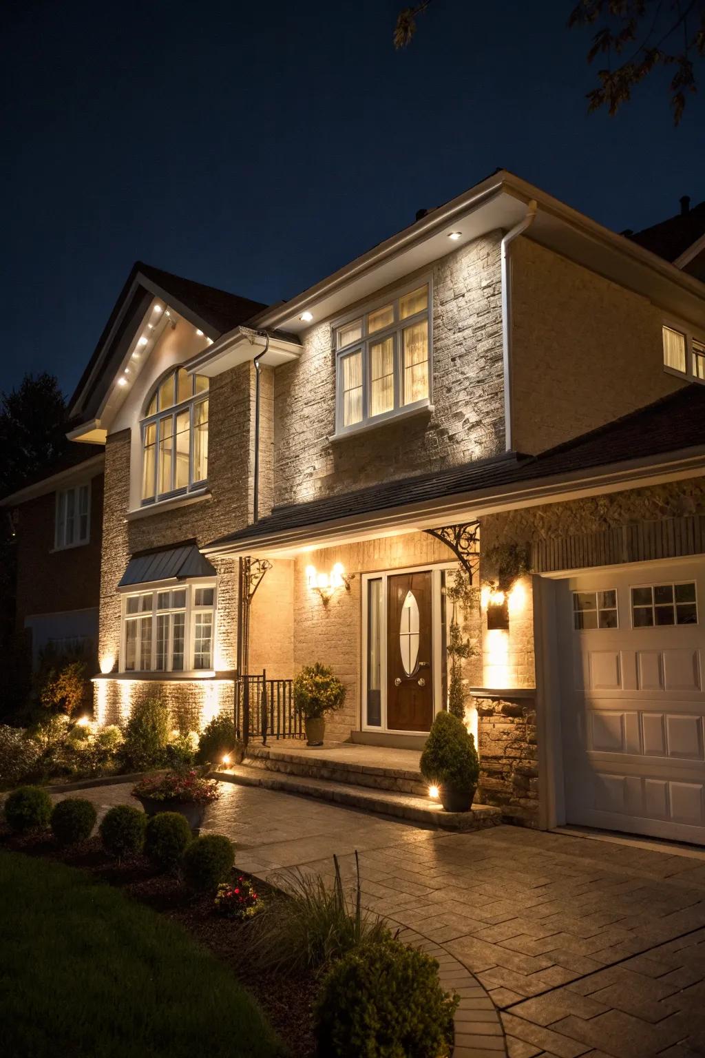 Exterior lighting enhances your home's features and adds inviting warmth.