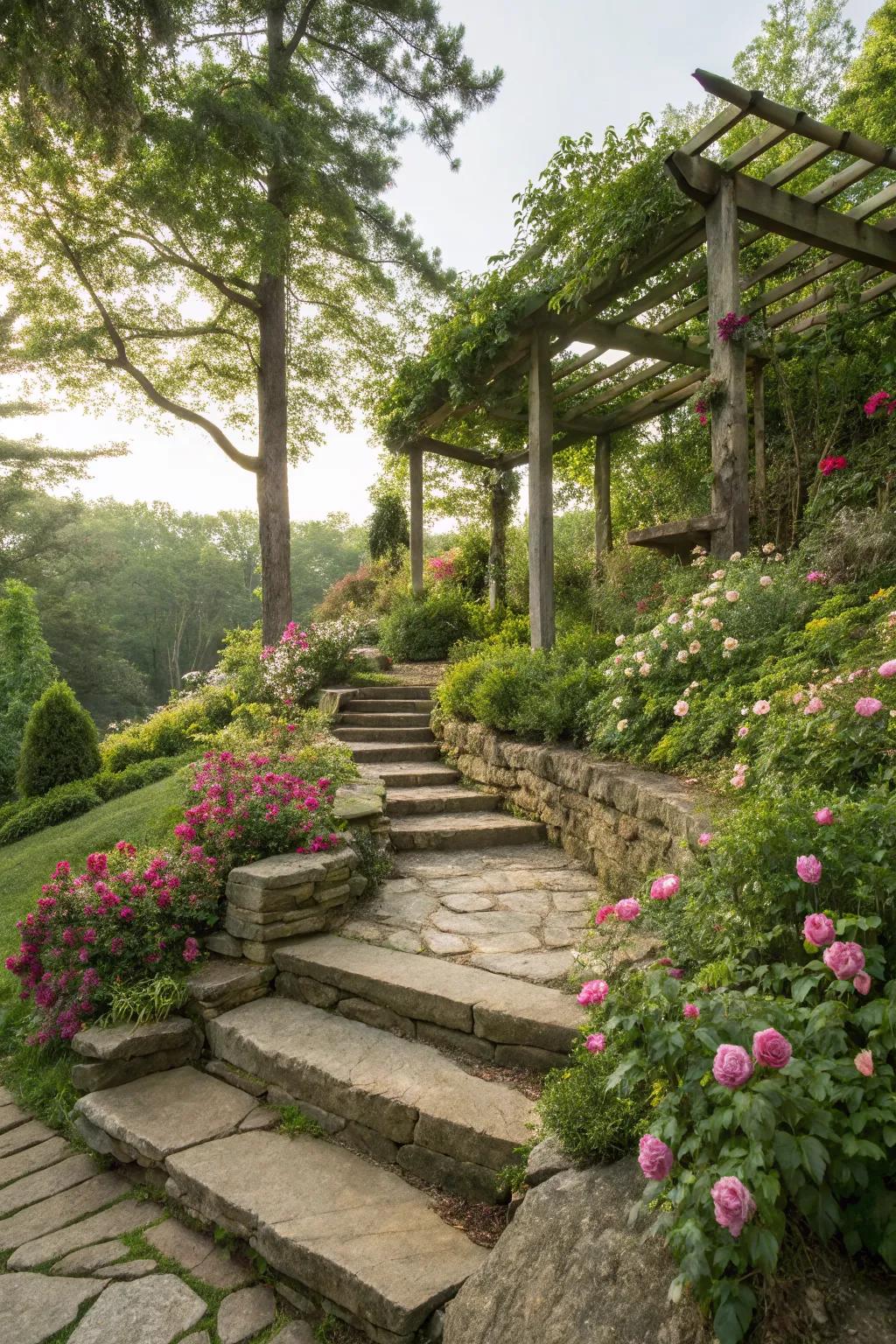 Natural elements create harmony with the landscape.