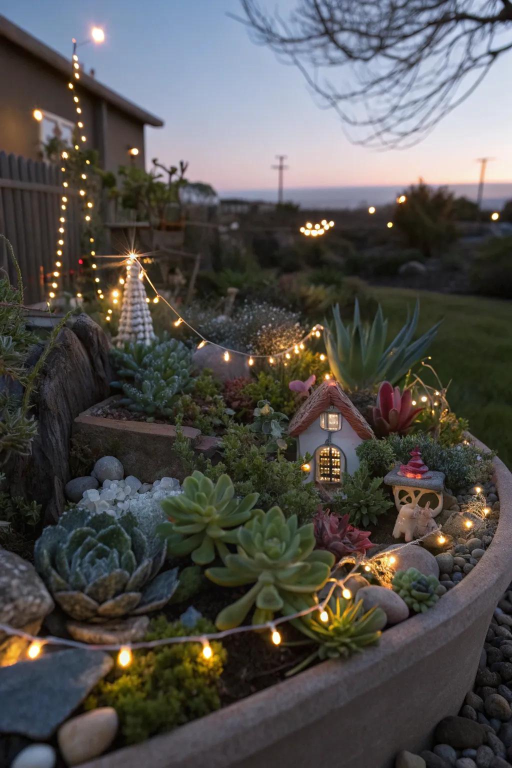 Fairy lights transform your garden into a magical evening oasis.