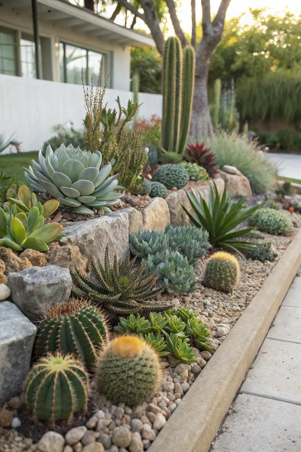 Mixed sizes and textures create a dynamic garden