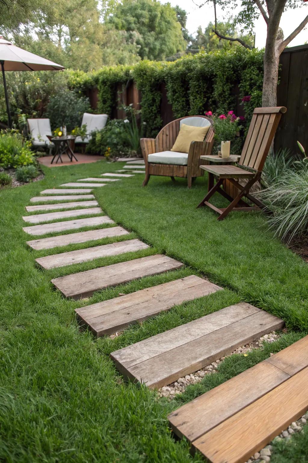Wooden pathways add rustic charm and easy access
