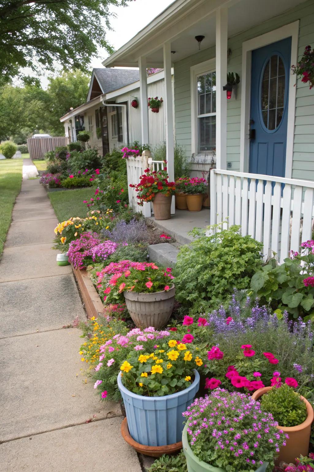 Colorful container gardens bring versatility and vibrancy.