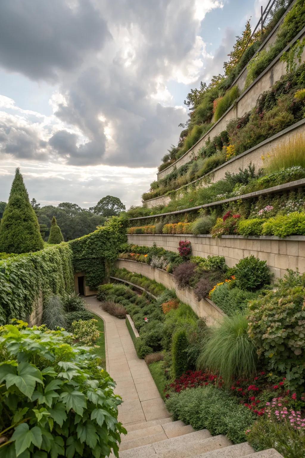 Vertical gardens add green layers to any space.