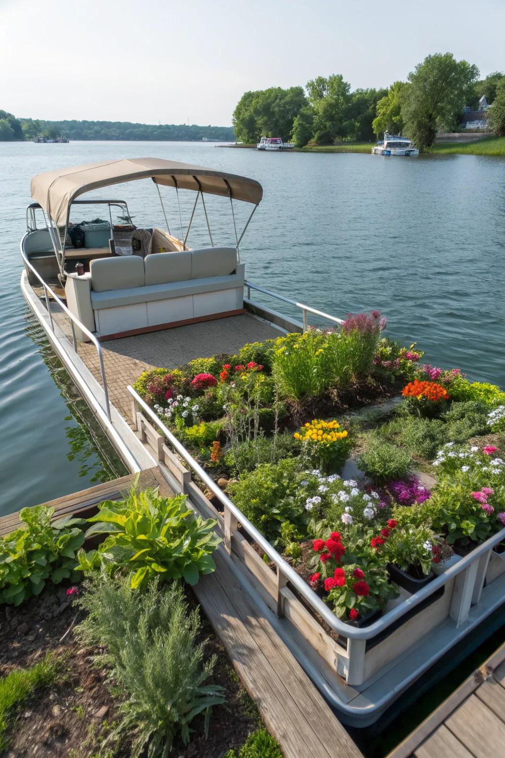 A floating garden adds natural beauty to your pontoon.