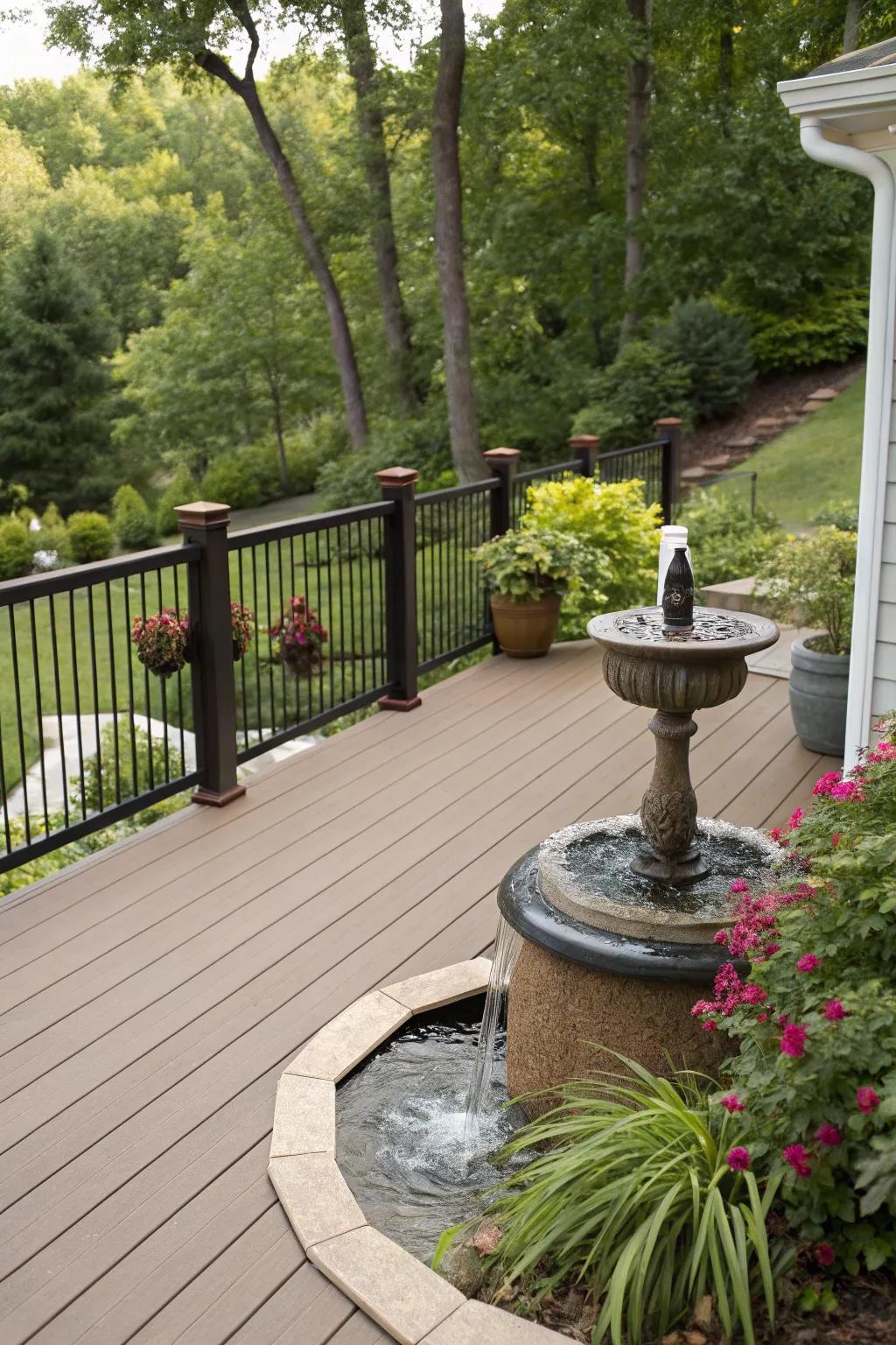 A water feature adds tranquility and ambiance to your deck.
