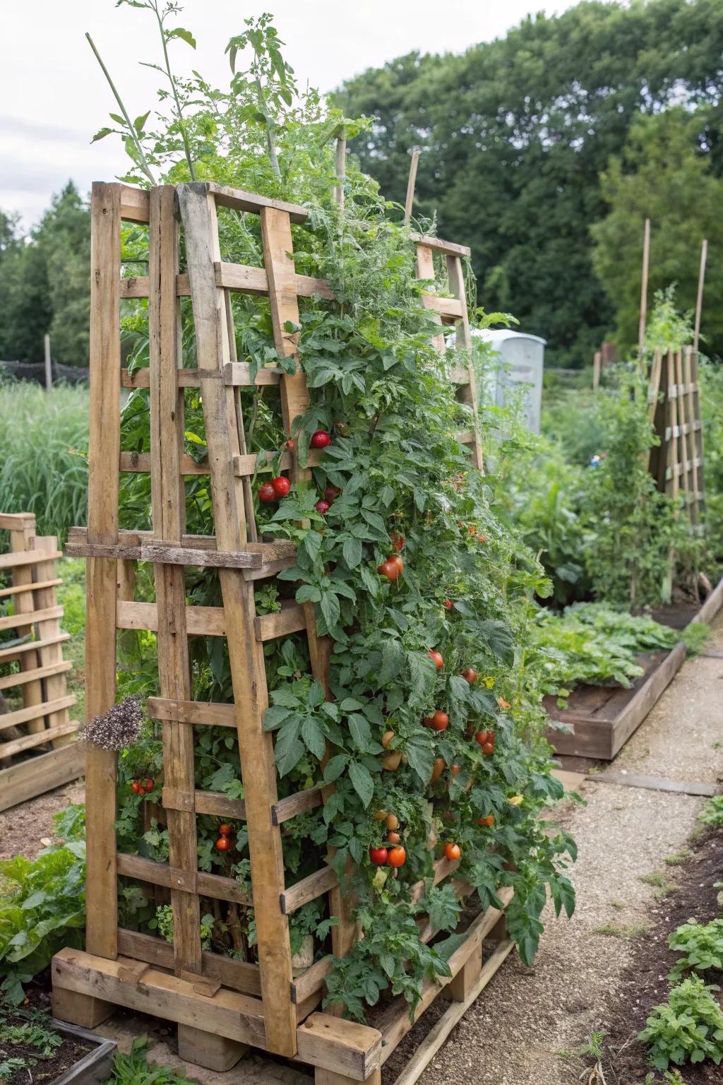 Eco-friendly trellis made from recycled pallets.