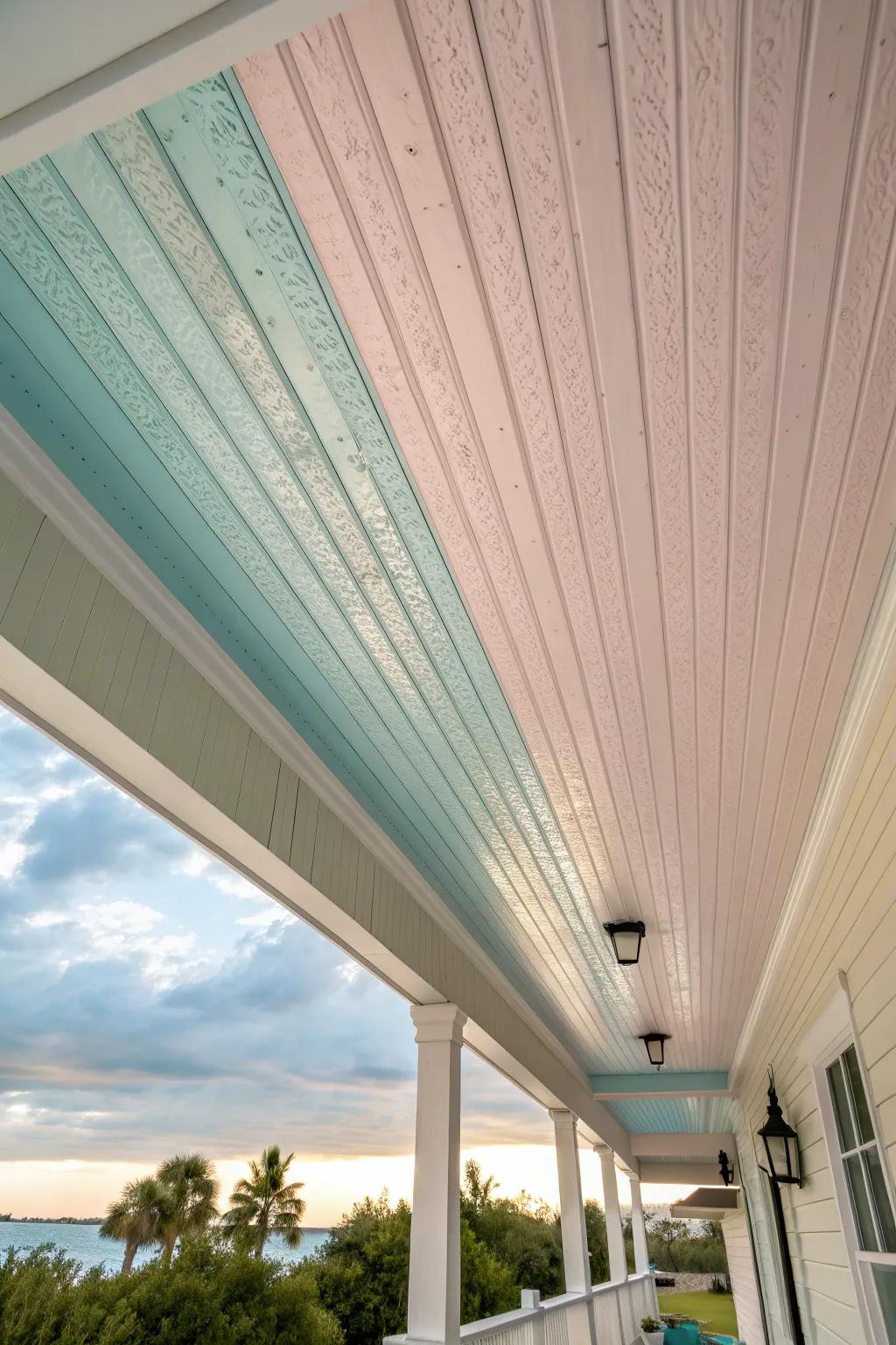 Painted ceilings add a unique personality to outdoor areas.