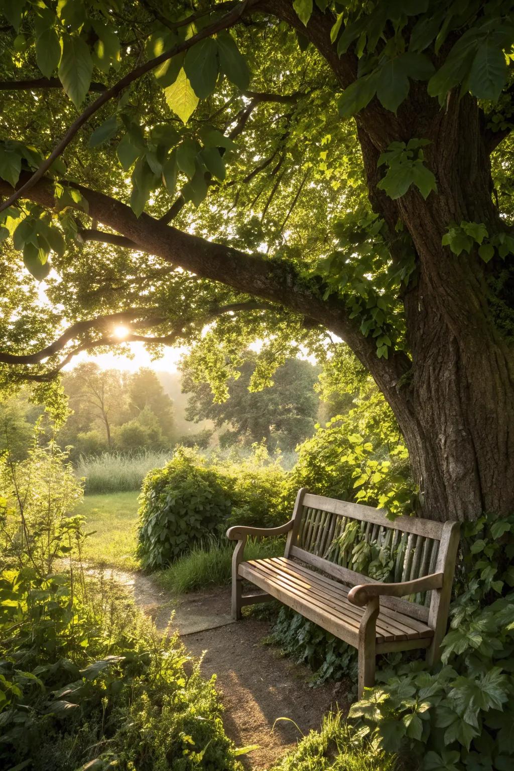 A quiet spot under a tree is the perfect retreat for relaxation.