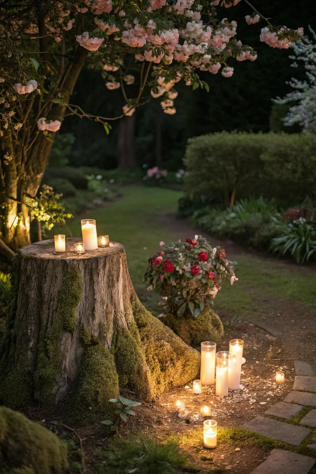 Candlelit romance in your garden setting.