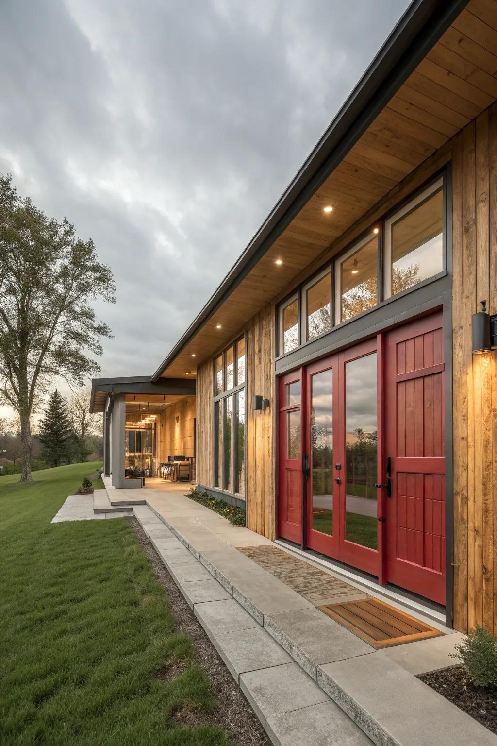 Rustic red accents enhance a home's character.