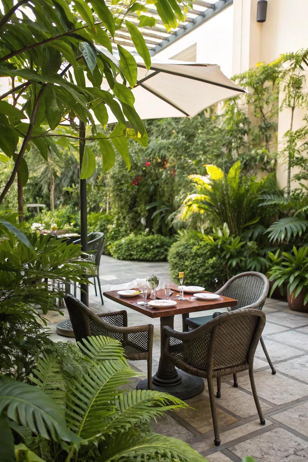A casual dining area invites al fresco meals.