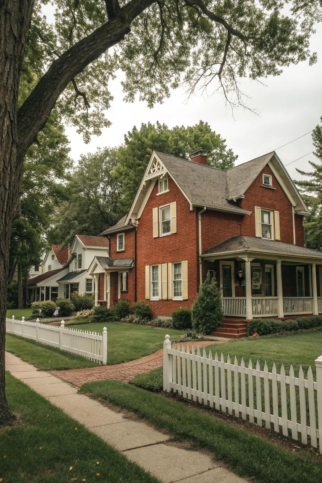 Brick red and cream offer a warm and classic exterior.