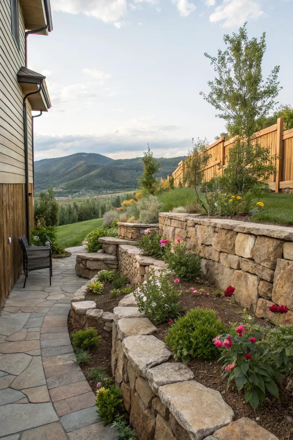 Natural stone elements adding rustic charm to a Utah backyard.