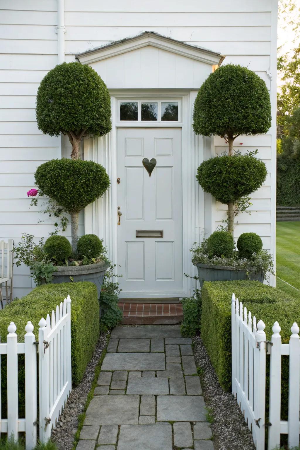 Heart-shaped topiary trees bring elegance to your Valentine's display.