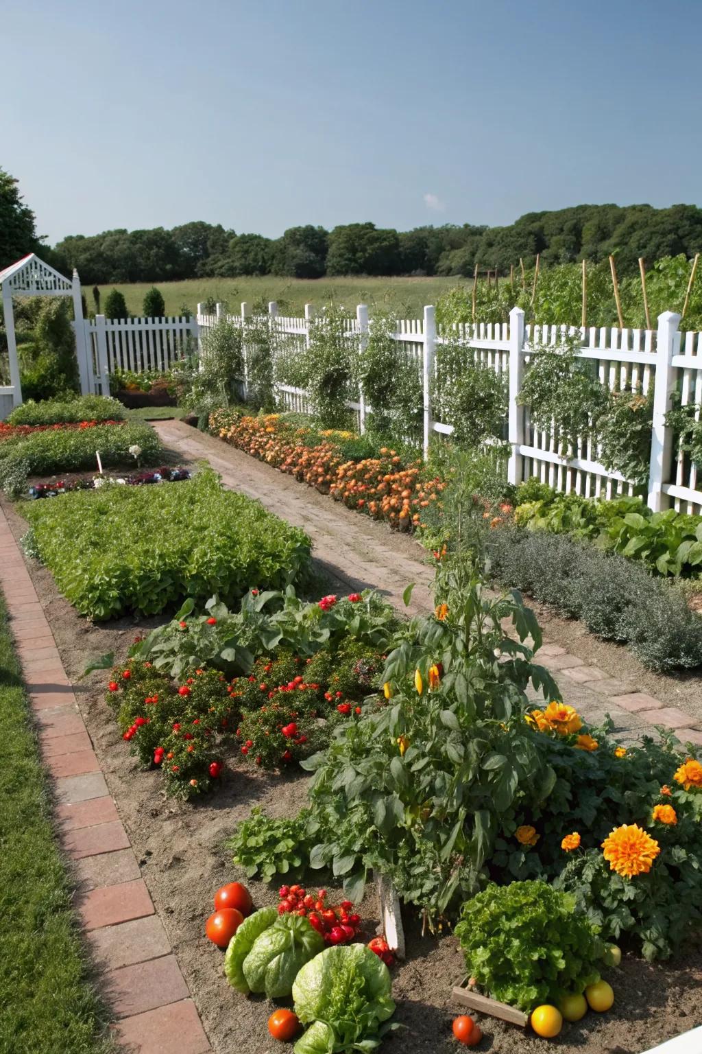 Potager gardens beautifully blend vegetables with ornamental plants.