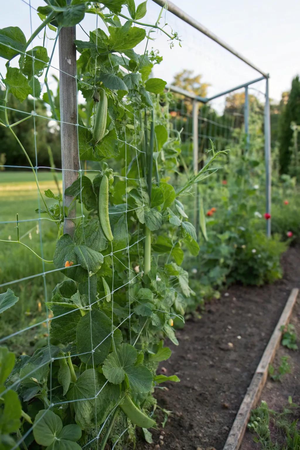 Mesh panels are ideal for supporting climbing vegetables.