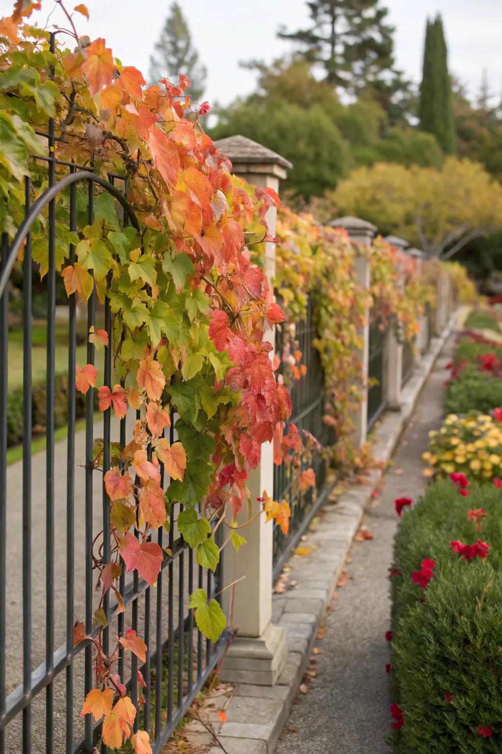 Seasonal vines bring dynamic color changes to your fence.