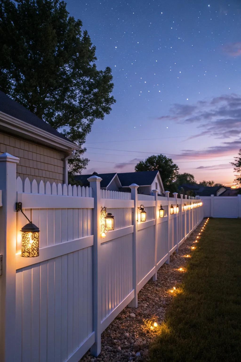 Light up your nights with solar-powered fence lighting.