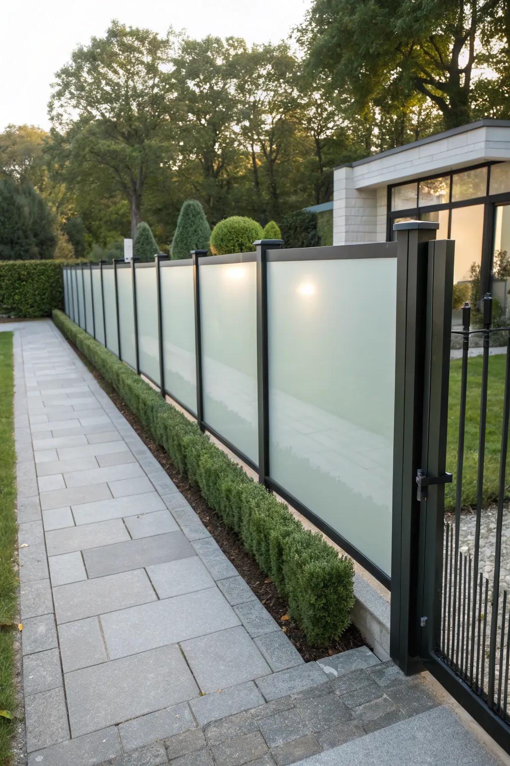 Add a modern touch with frosted glass panels that offer privacy and natural light.