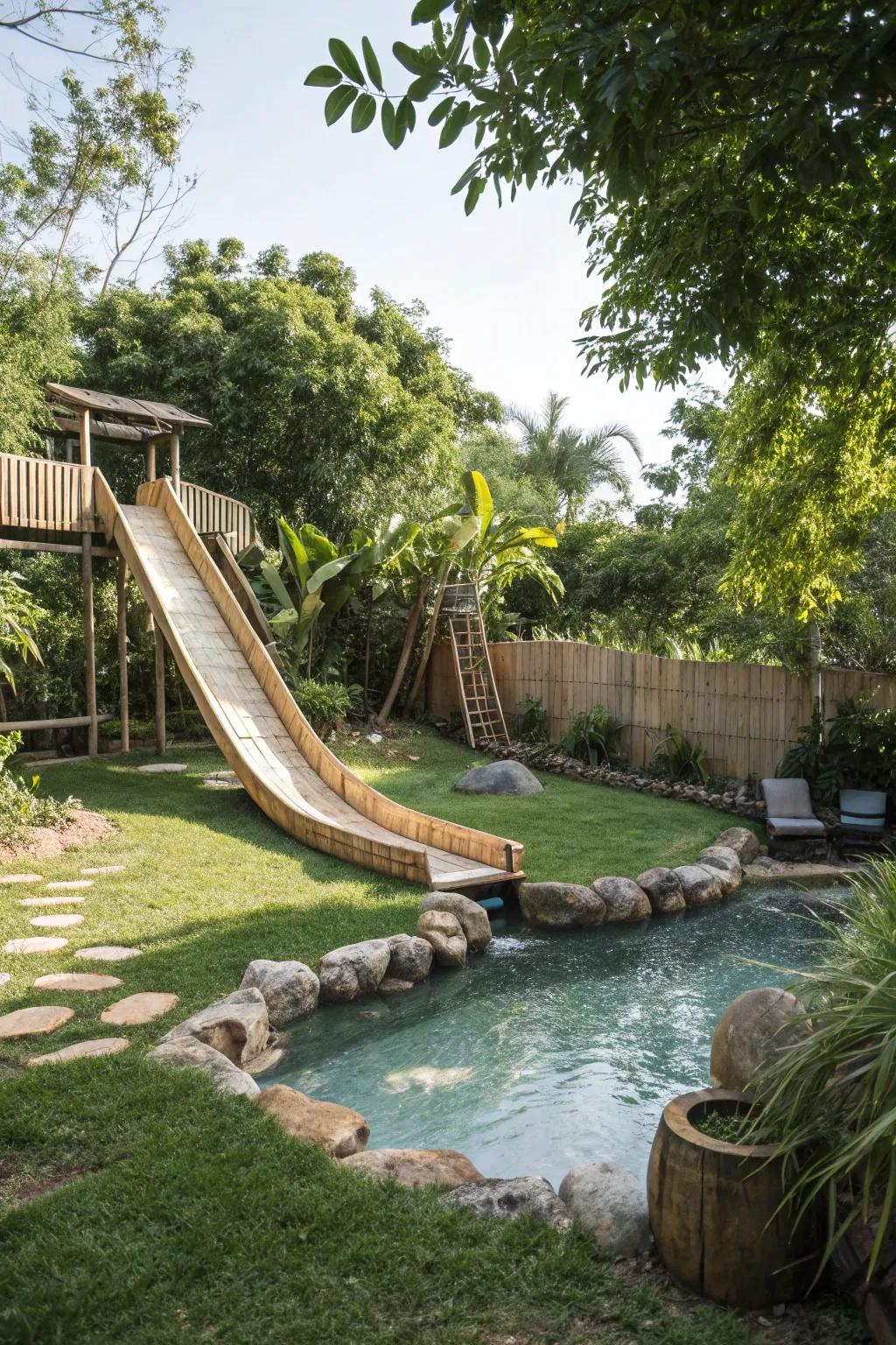 Go green with an eco-friendly bamboo slide.
