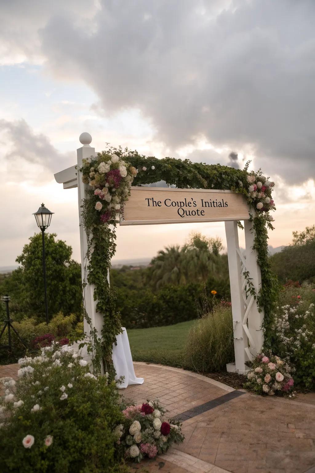 A personalized arch reflecting the couple's unique love story with heartfelt touches.