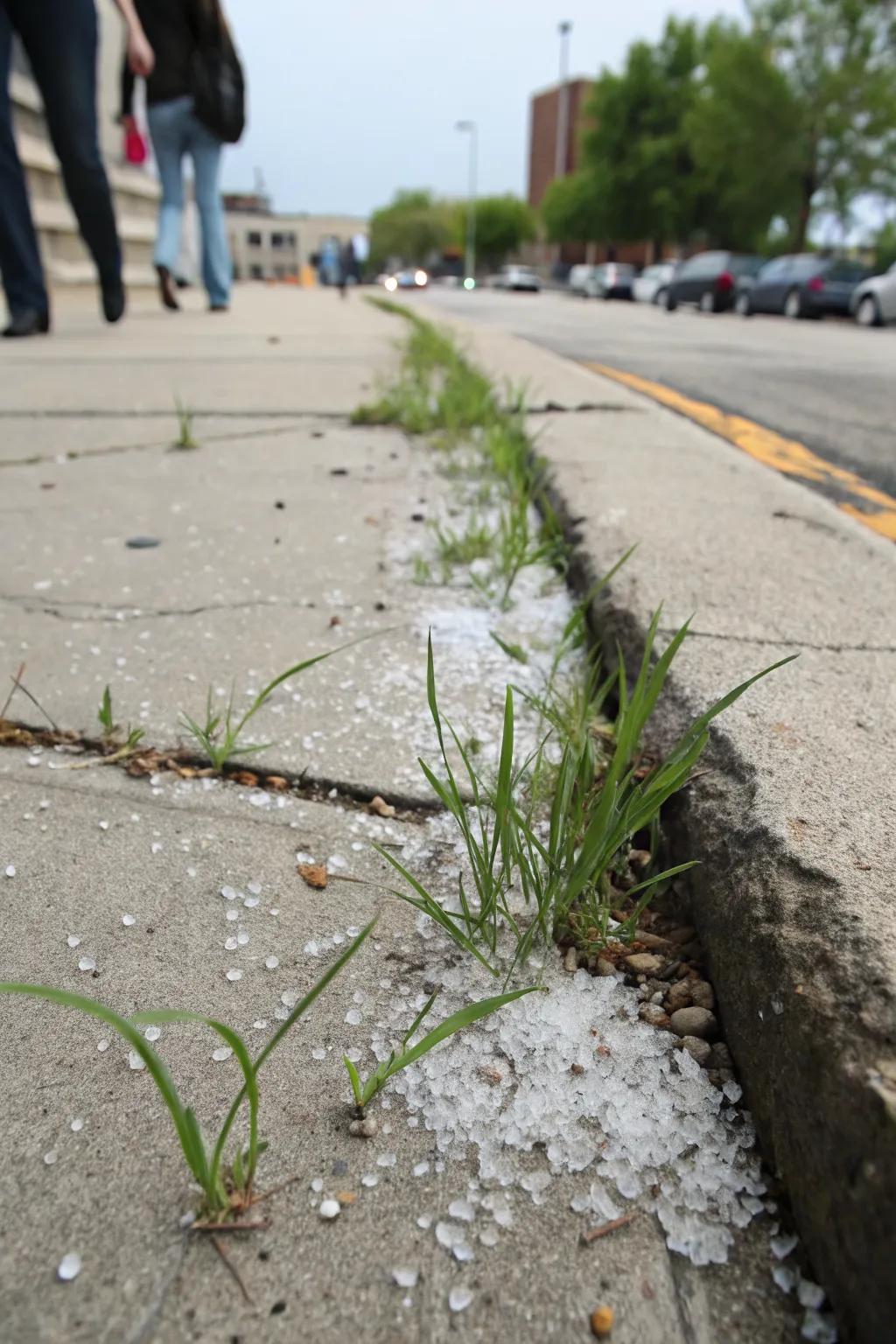 Salt can effectively target weeds in hard-to-reach places.