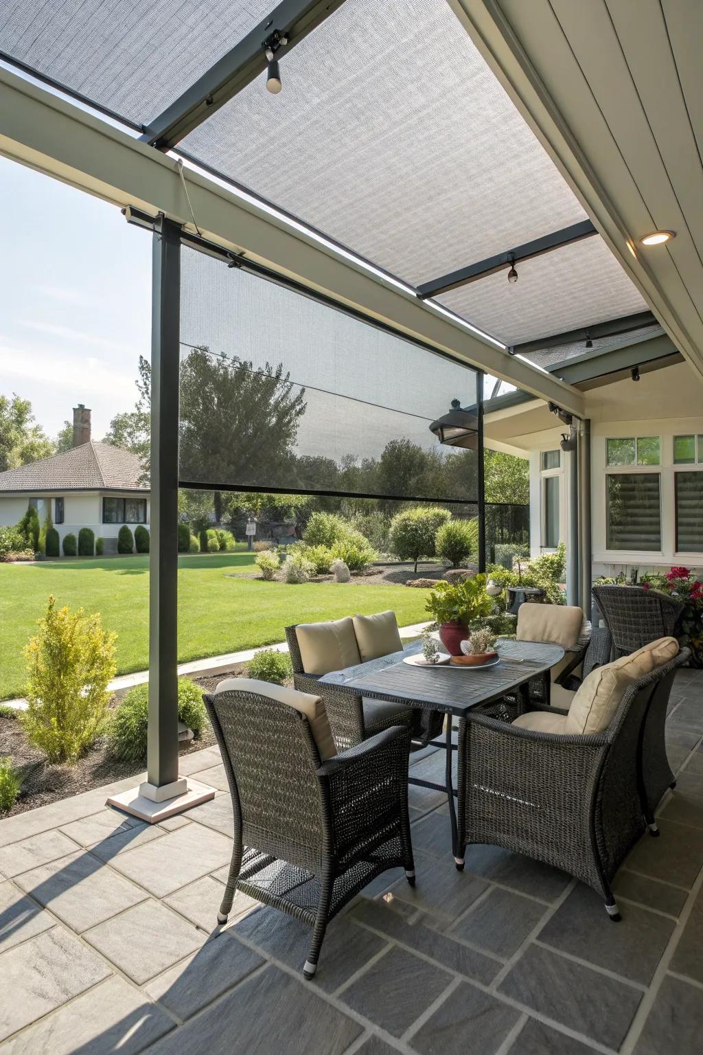 Solar screens offer advanced sun protection.