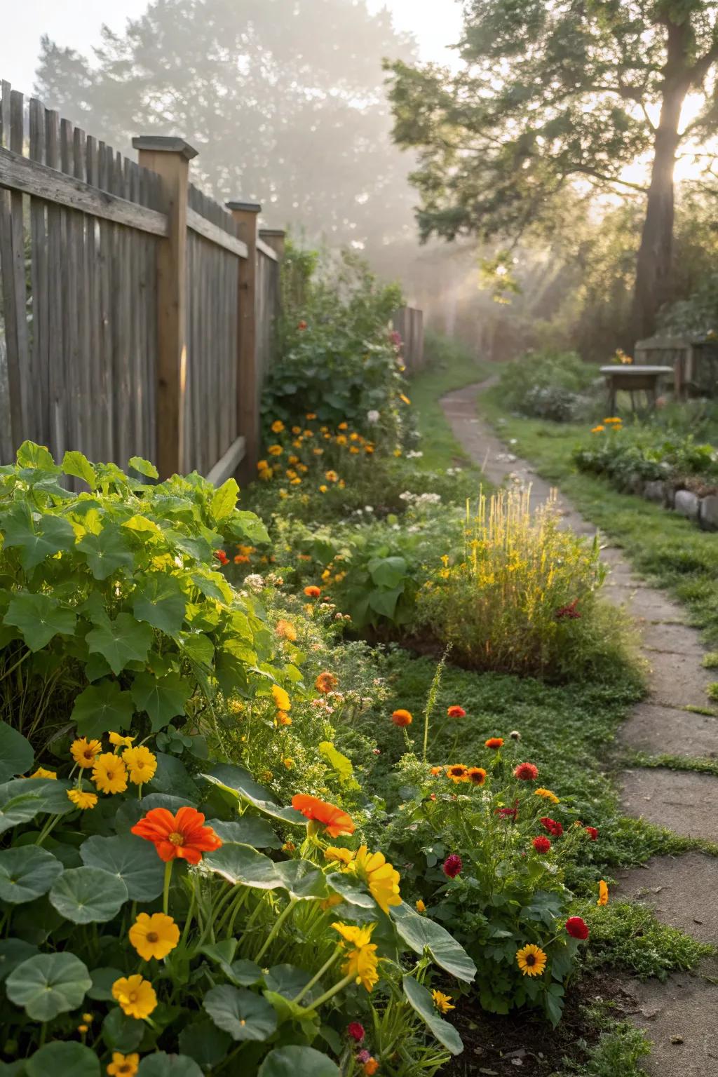 Edible wildflowers adding color and utility to the garden.