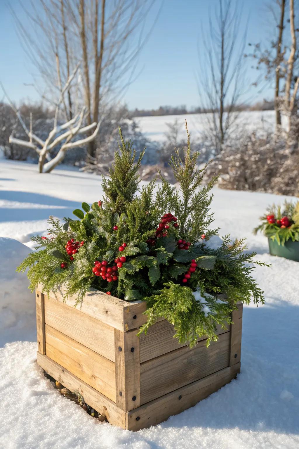 Wooden boxes offer a rustic, natural appeal.
