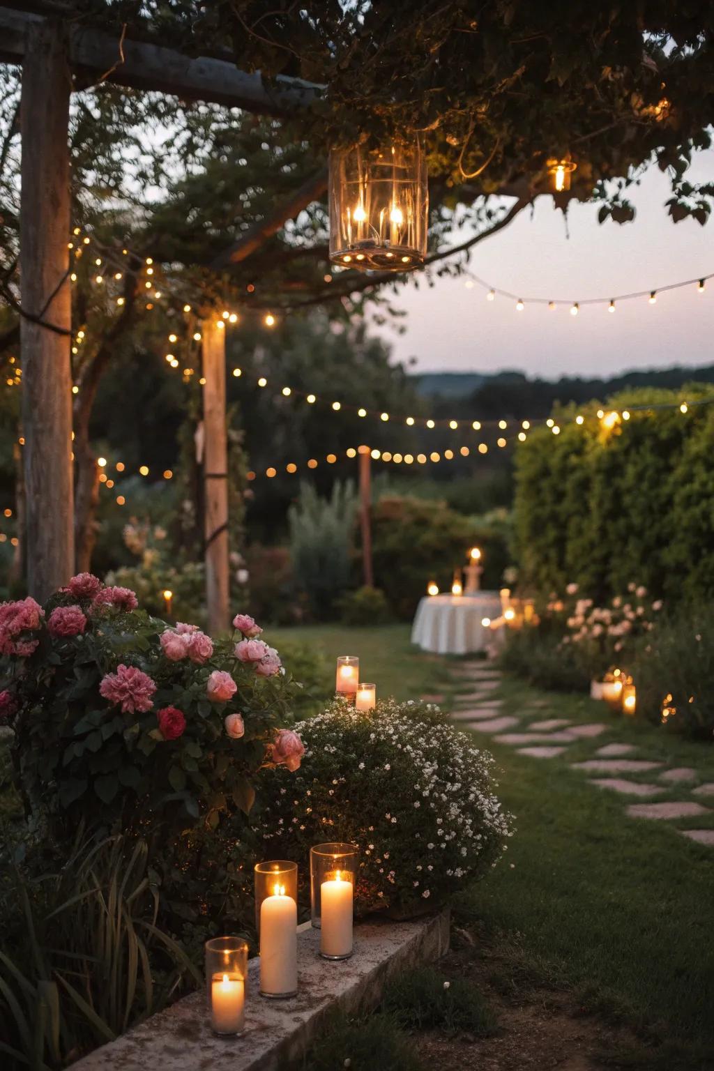 An evening garden that twinkles with magic.