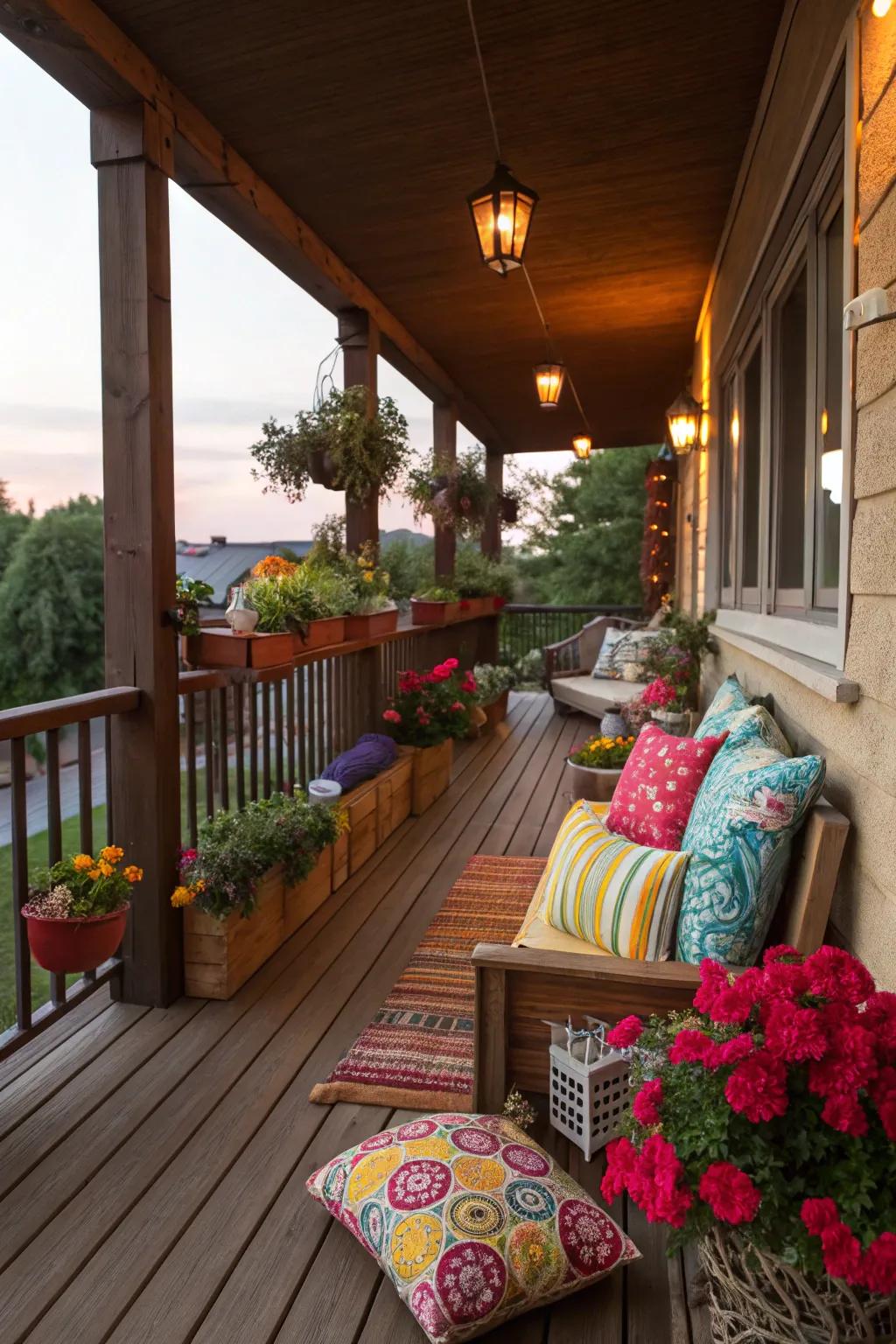 Bring your balcony to life with colorful accents.