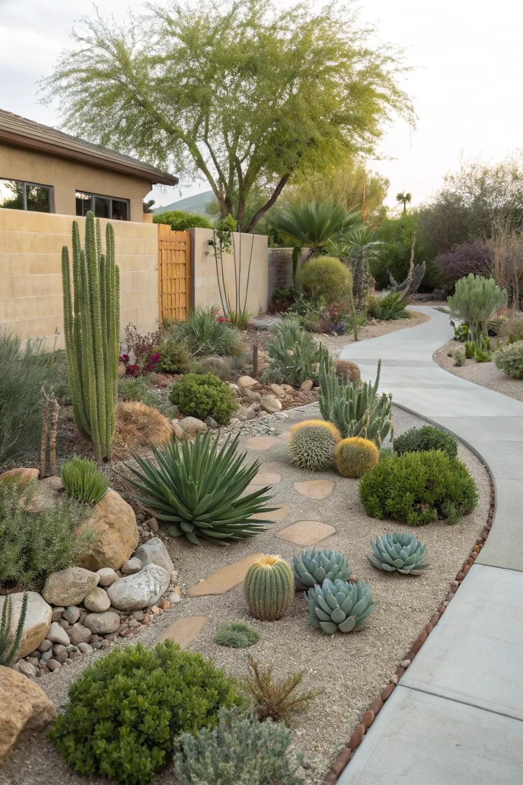 A xeriscape garden designed for low maintenance.