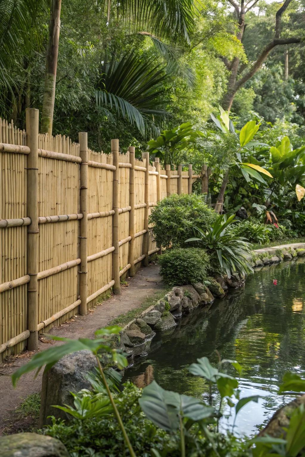 Bamboo fences bring a sustainable and tropical vibe.