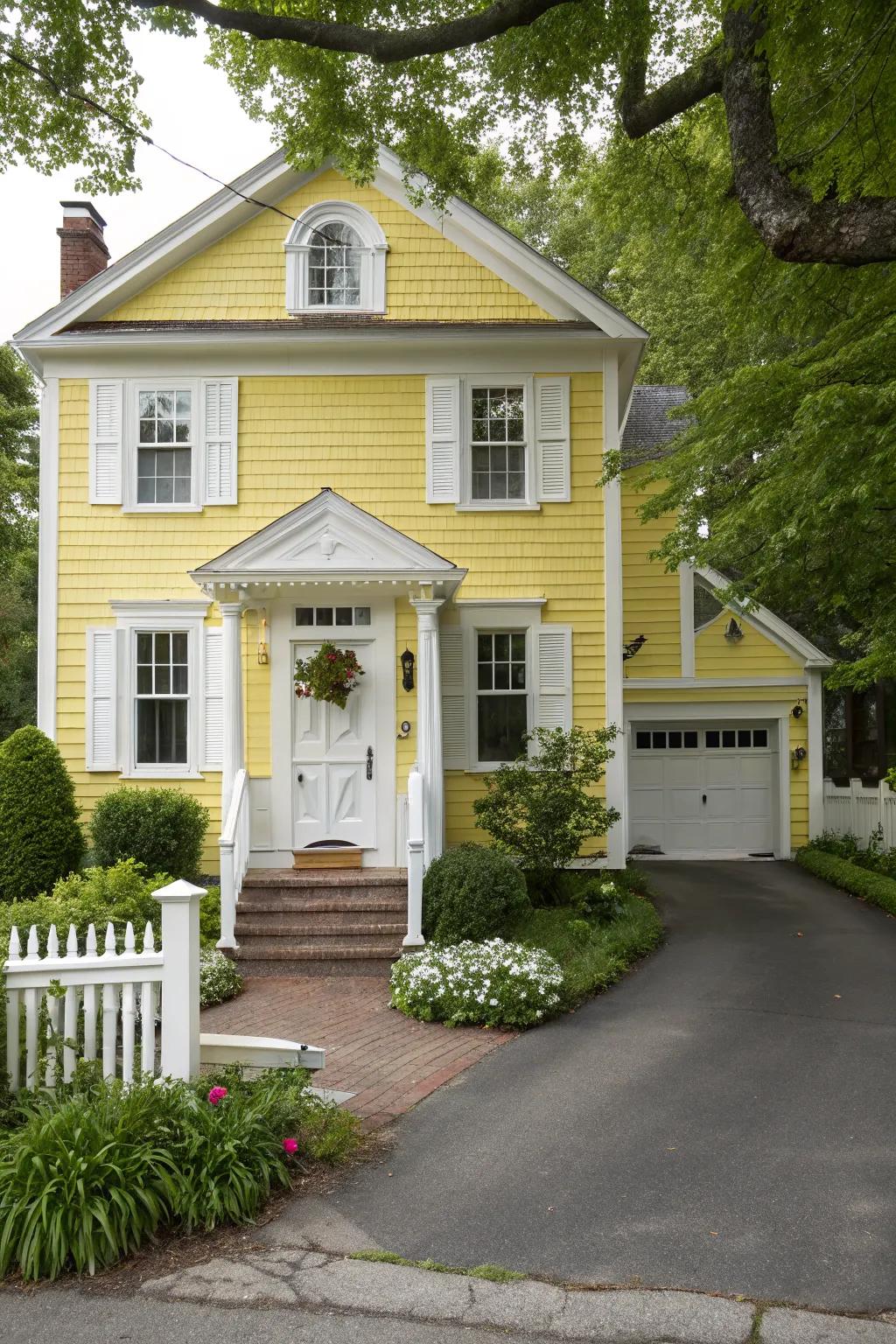 White doors offer a crisp, clean look for yellow homes.