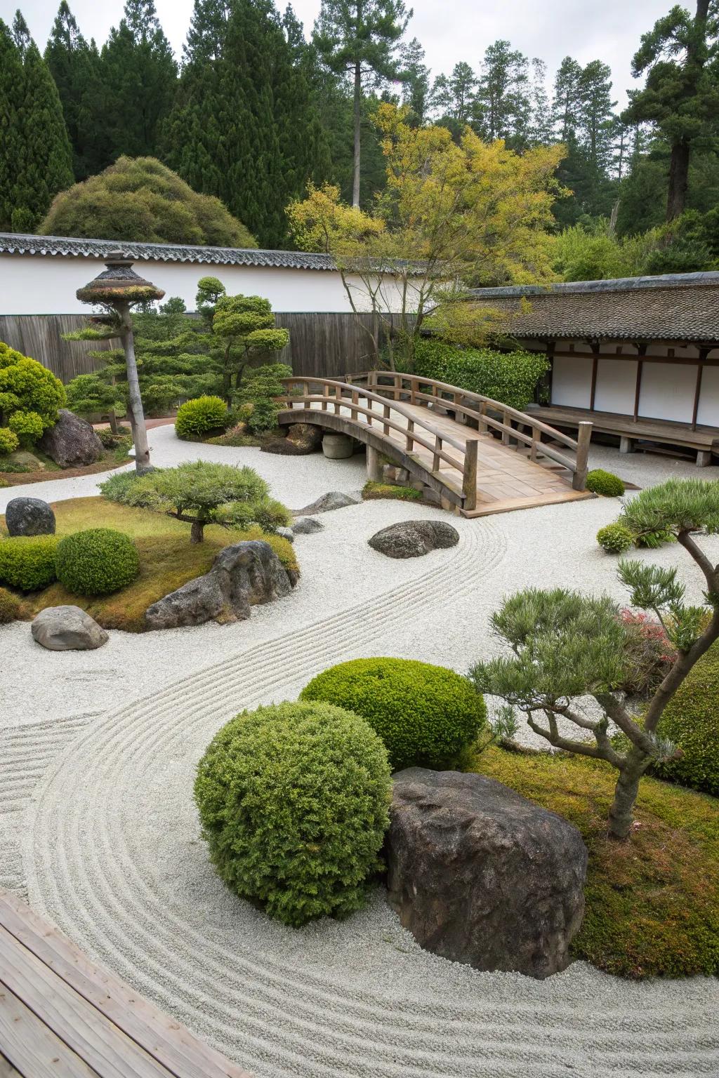 Tended greenery adds structure and beauty.